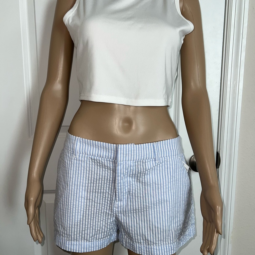 Women's Blue and White Striped Shorts